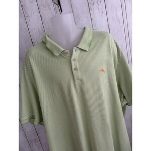 Men's Tommy Bahama Polo Shirt Big & Tall Lime Green Stripe 4XL